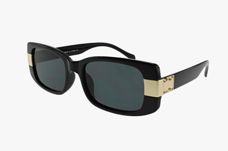 black Medium Rectangle Frame Buckle Sunglasses