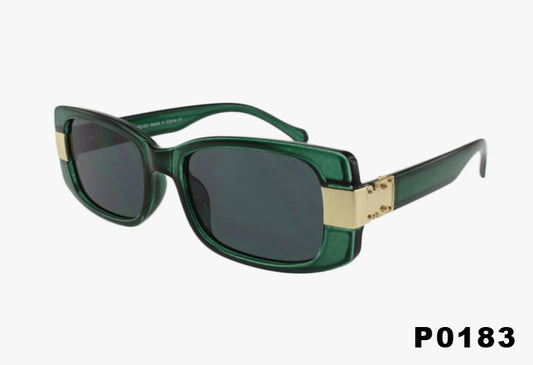 green Medium Rectangle Frame Buckle Sunglasses