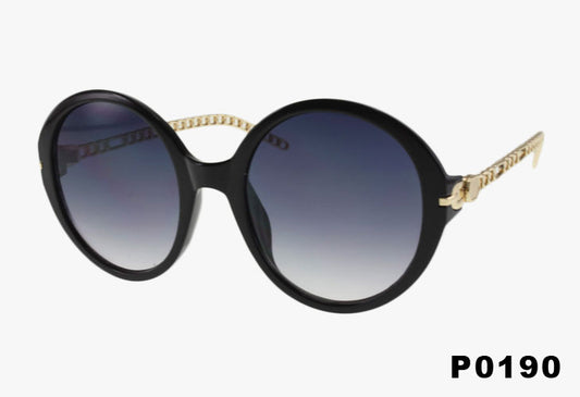 black Wholesale Round Fashion Chain Link Sunglasses