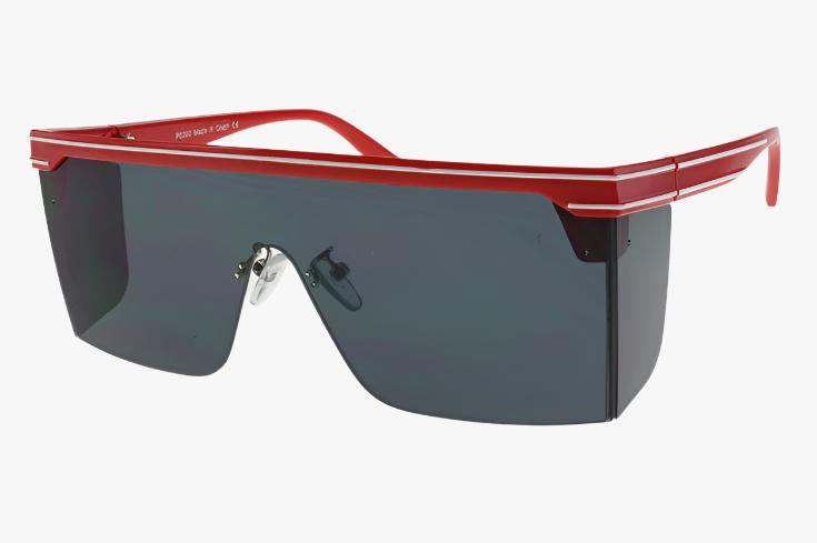 red Designer Inspired Rectangle Shield Wholesale Sunglasses