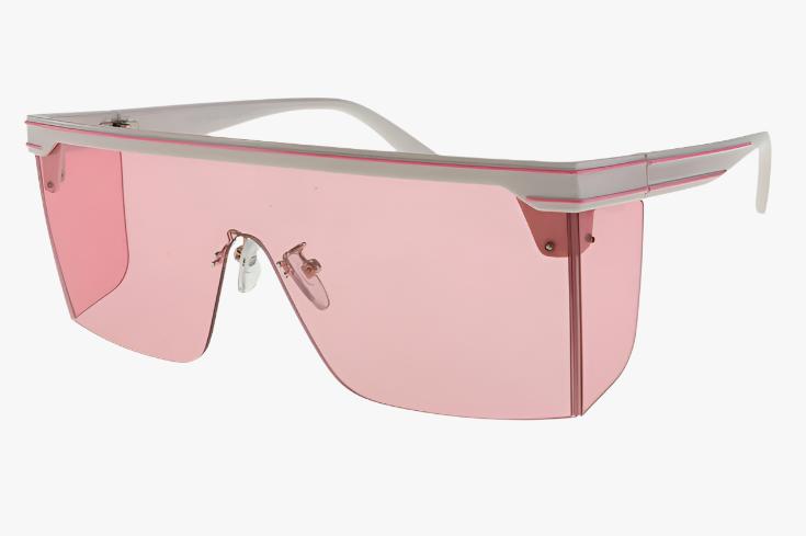 pink Designer Inspired Rectangle Shield Wholesale Sunglasses