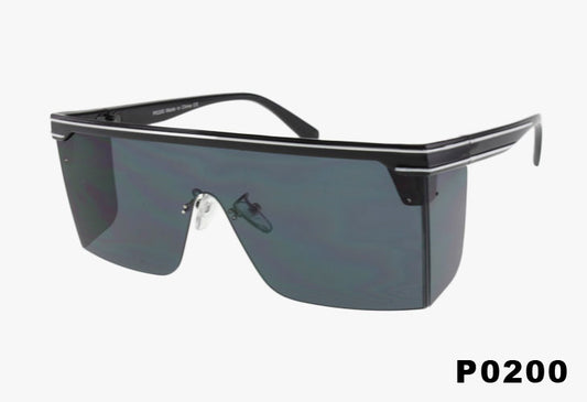 black Designer Inspired Rectangle Shield Wholesale Sunglasses