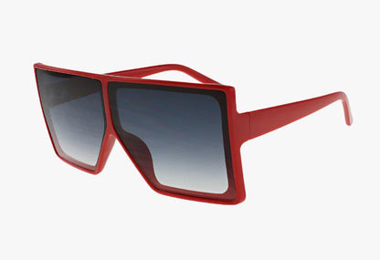 red Large Frame Rectangular Flat Top Wholesale Sunglasses