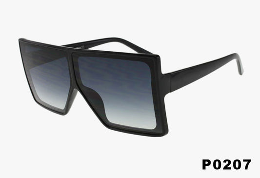 black Large Frame Rectangular Flat Top Wholesale Sunglasses