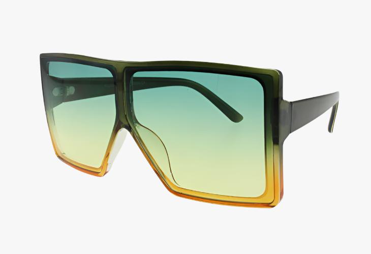 green gradient Large Frame Rectangular Flat Top Wholesale Ombre Sunglasses