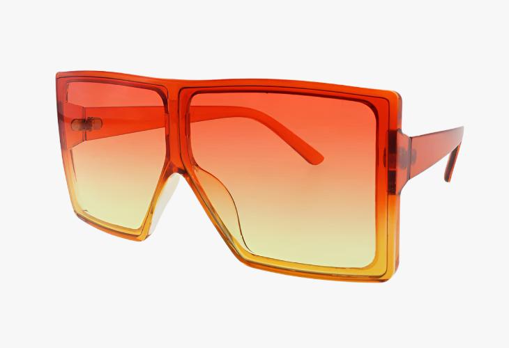 orange Large Frame Rectangular Flat Top Wholesale Ombre Sunglasses