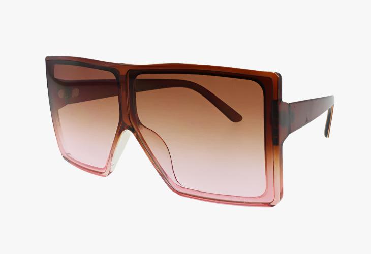 pink gradient Large Frame Rectangular Flat Top Wholesale Ombre Sunglasses