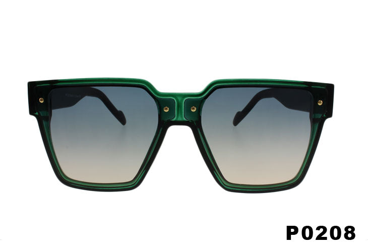 green gradient front view Large Square Frame Fashion Wholesale Sunglasses