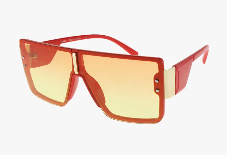 orange Large Fashion Rectangle Shield Style Wholesale Sunglasses