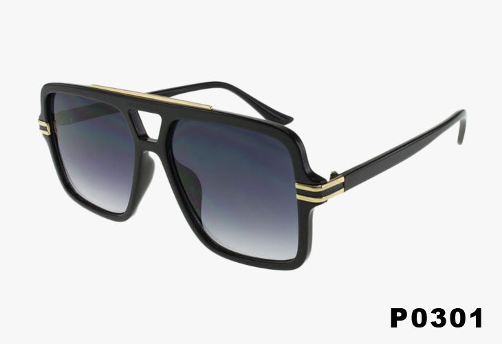 black Wholesale Fashion Square Style Pilot Sunglasses