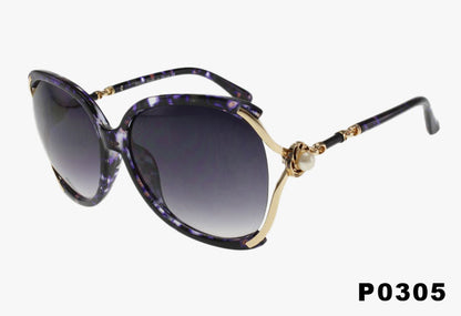 purple Wholesale Fashion Butterfly Gold Pearl Sunglasses