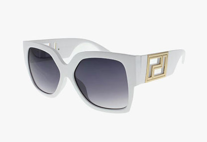 white Wholesale Oversized Butterfly Greek Key Sunglasses