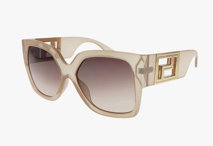 champagne Wholesale Oversized Butterfly Greek Key Sunglasses