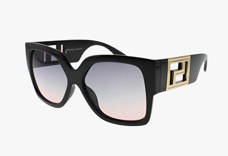 black gradient Wholesale Oversized Butterfly Greek Key Sunglasses