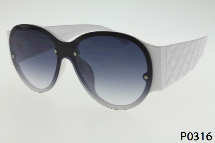 white Wholesale Fashion Rounded Shield Quilted Sunglasses