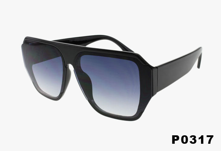 black Fashion Wholesale Flat Top Pilot Sunglasses