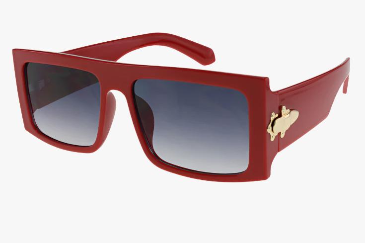 red Large Flat Top Square Frame Wholesale Sunglasses