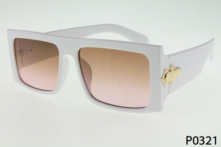 white Large Flat Top Square Frame Wholesale Sunglasses