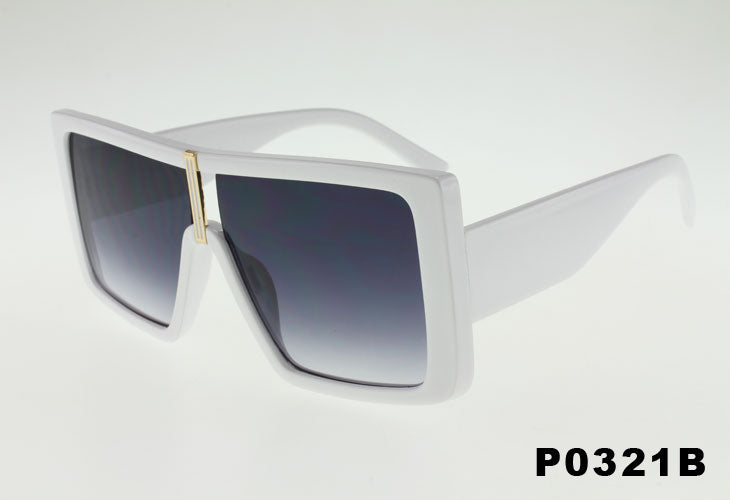 white Wholesale Large Square Frame Center Cut Sunglasses