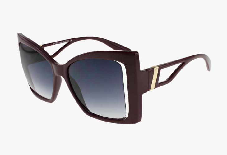 maroon Wholesale Oversized Butterfly Shaped Split Temple Sunglasses