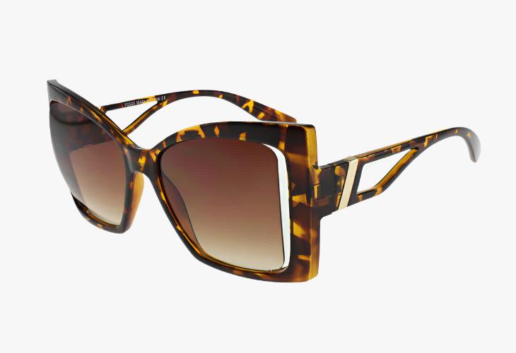 tortoise Wholesale Oversized Butterfly Shaped Split Temple Sunglasses