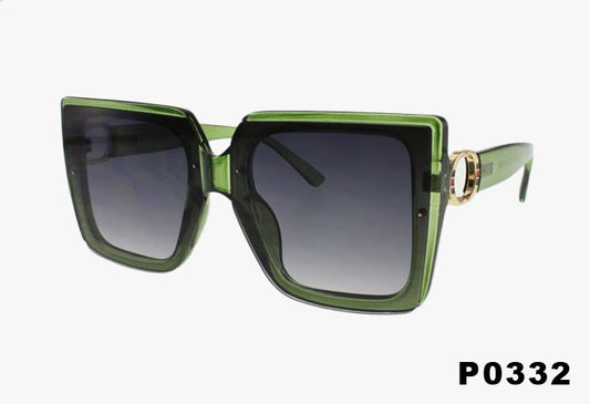 green Wholesale Fashion Square Circle Emblem Sunglasses