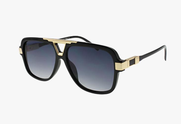 solid black Wholesale Retro Fashion Rectangular Pilot Sunglasses