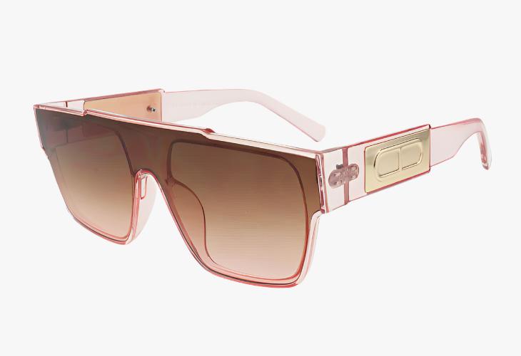 tan Large Single Lens Flat Top Rectangle Wholesale Sunglasses