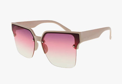 pink gradient Fashion Square Semi-Rimless Framed Wholesale Sunglasses