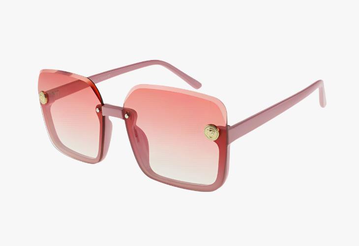 pink Wholesale Fashion Square Semi-Frameless Diamond Cut Sunglasses