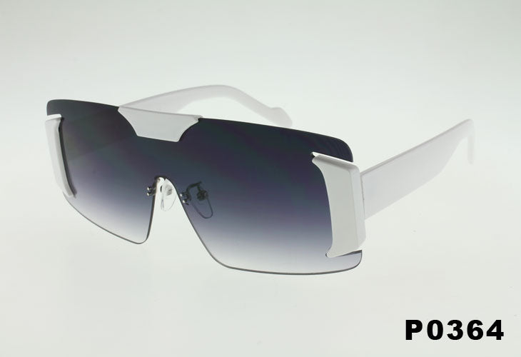 white Wholesale Medium Semi-Rimless Shield Sunglasses