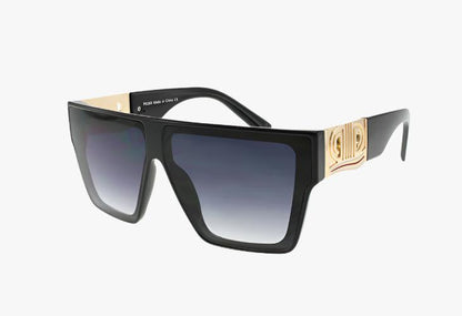 black Oversized Flat Top Square Lux Wholesale Sunglasses