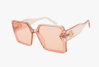 pink Fashion Squared Frame Metal Emblem Wholesale Sunglasses