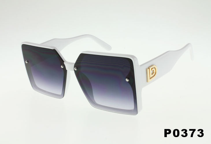 white Fashion Squared Frame Metal Emblem Wholesale Sunglasses