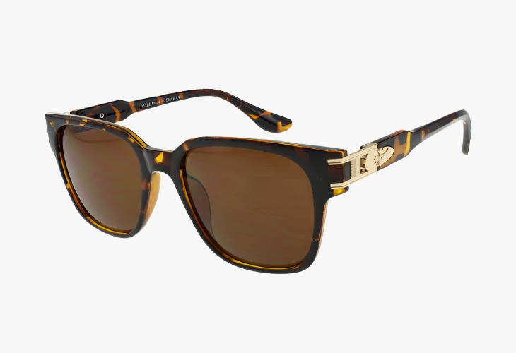 tortoise Fashion Lux Square Frame Metal Detail Wholesale Sunglasses