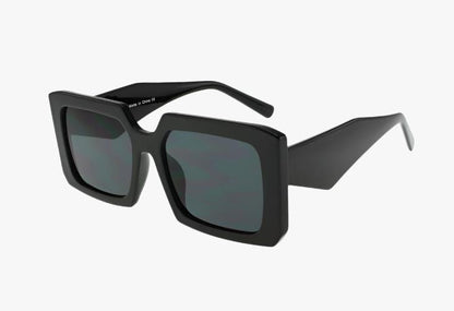 black Wholesale Fashion Large Square Geometric Temple Sunglasses