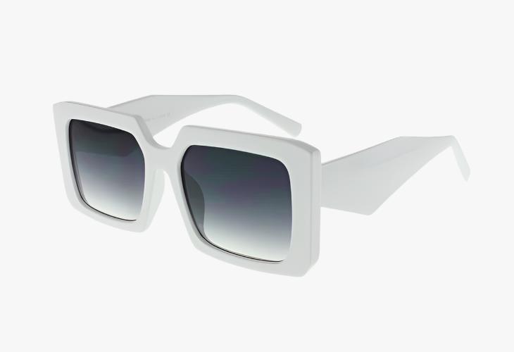 white Wholesale Fashion Large Square Geometric Temple Sunglasses