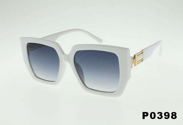 white Wholesale Luxury Angular Frame Metal Detail Sunglasses