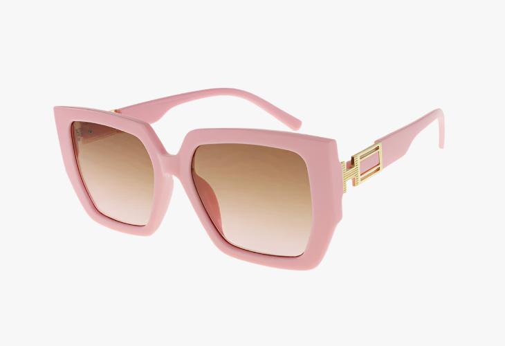 pink Wholesale Luxury Angular Frame Metal Detail Sunglasses