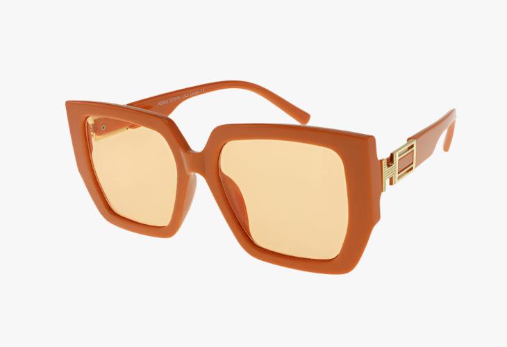 orange Wholesale Luxury Angular Frame Metal Detail Sunglasses