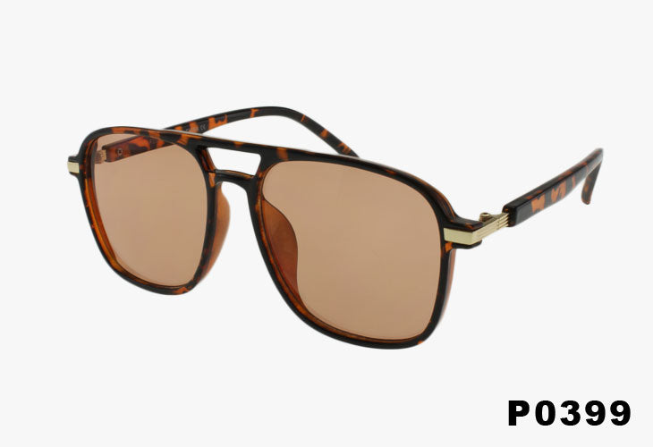 tortoise brown Wholesale Square Aviator Style Pilot Sunglasses