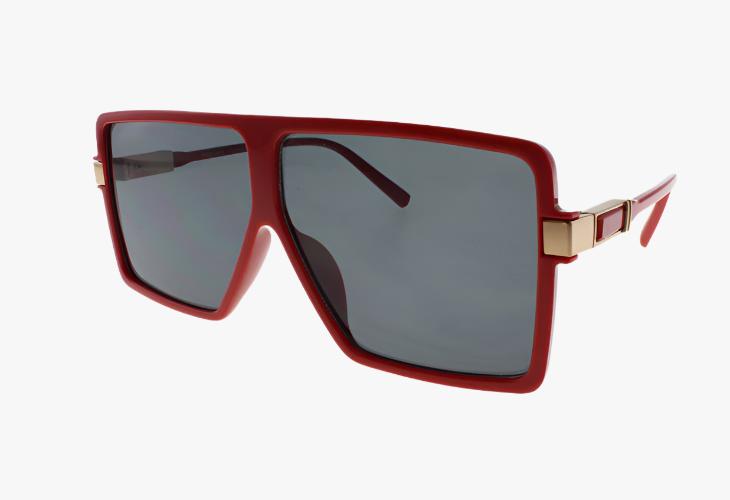 red Wholesale Large Rectangle Frame Metal Hinge Sunglasses