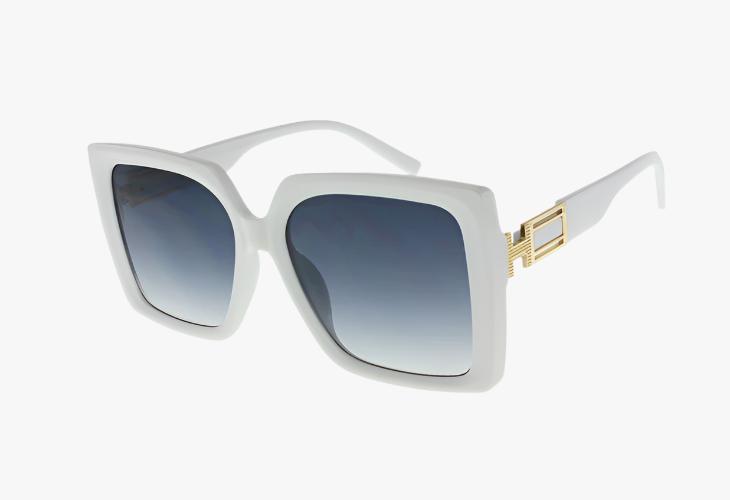 white Wholesale Luxury Square Frame Metal Detail Sunglasses