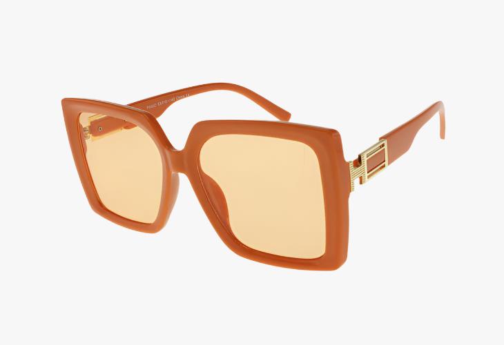 orange Wholesale Luxury Square Frame Metal Detail Sunglasses