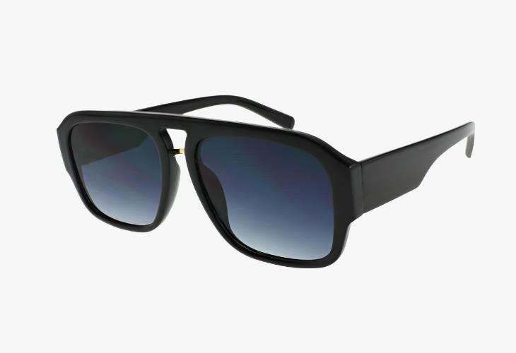 solid black Fashion Wholesale Metal Bridge Pilot Style Sunglasses