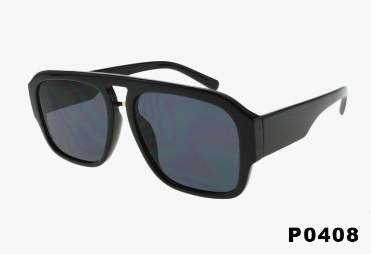 solid black Fashion Wholesale Metal Bridge Pilot Style Sunglasses