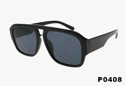 solid black Fashion Wholesale Metal Bridge Pilot Style Sunglasses