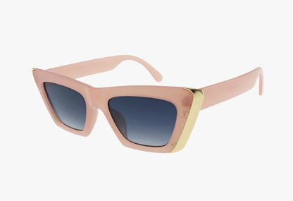 pink Wholesale Square Cat Eye Frame Metal Trim Sunglasses