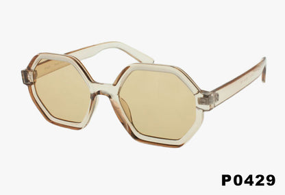 tan Wholesale Hexagon Shaped Fashion Sunglasses