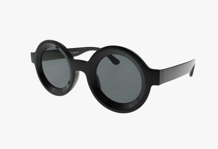 black Medium Fashion Thick Round Wholesale Sunglasses